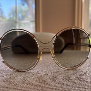 Chloe Isidora round-frame gold-tone and acetate sunglasses